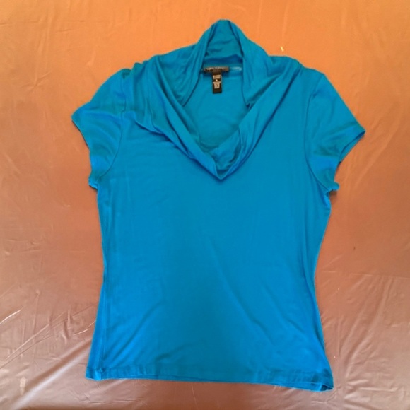 Cable & Gauge Blue Short Sleeve Cowl Neck Top Size XL - Picture 7 of 9
